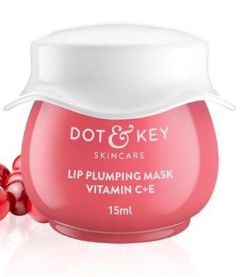 DOT & KEY Lip Plumping Mask With Shea Butter & Vitamin C + E For Naturally Glowing Lips | Smoothes Flaky & Dry Lips | Lip Mask For Soft,Smooth&Plump Lips | (Lingonberry)|15Ml_img_0