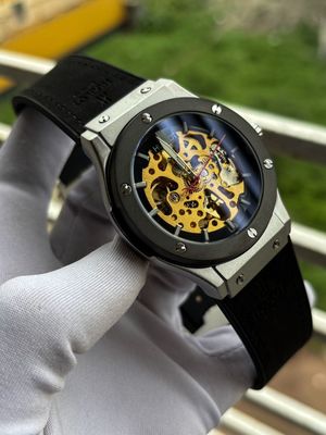 Hublot Auto Belt Black Silver Case Black Bezel Simple Dial Velvet_img_0
