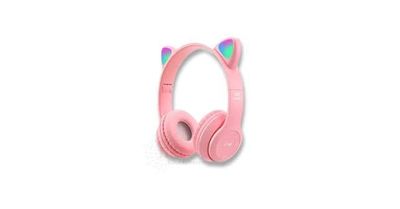 P47M Wireless Headphone Flash Light CuteCat Ear with Mic Control LED Stereo Music Headphone_img_0