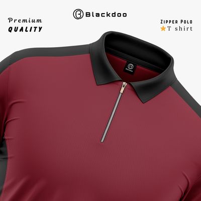Premium Zipper Polo T-shirt - (MAROON)_img_1