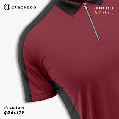 Premium Zipper Polo T-shirt - (MAROON)_img_2