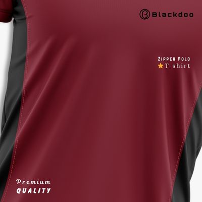 Premium Zipper Polo T-shirt - (MAROON)_img_3