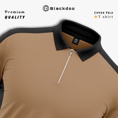 Premium Zipper Polo T-shirt - (BISCUIT)_img_1