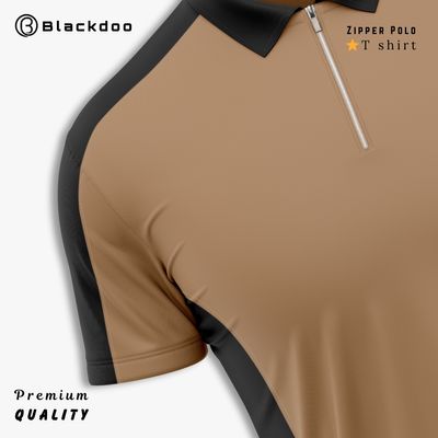 Premium Zipper Polo T-shirt - (BISCUIT)_img_2