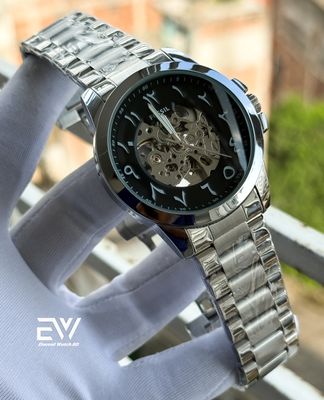 FOSSIL AUTOMATIC ARABIC BLACK DIAL SILVER BODY_img_0
