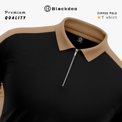 Premium Zipper Polo T-shirt - (BLACK)_img_1