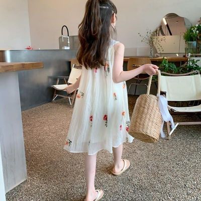 Kids Girls Summer Halter Neck Floral Embroidery Skirt Dress (1-7 Years)_img_2
