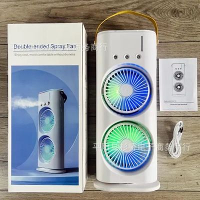 3 in 1 Double Head Led Light Water Spray Portable Ice Mist Cooling Fan_img_2