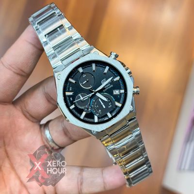 Edifice Master Grade || Japan Movement | Chain Style | Full Silver Black with Blue accent_img_0