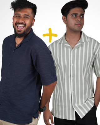 Combo- Mint Green + Midnight Navy Cuban Shirts_img_0