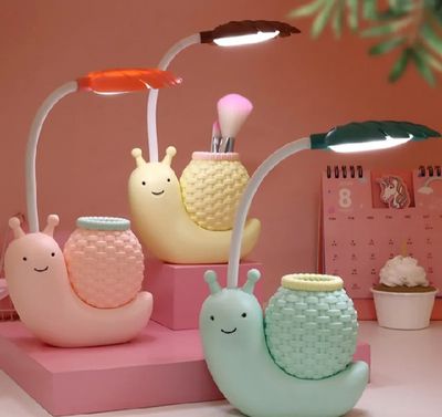 Cute Table Lamp, LED Night Study Light USB Charging Snail Animal Eye Protection Table Lite_img_1