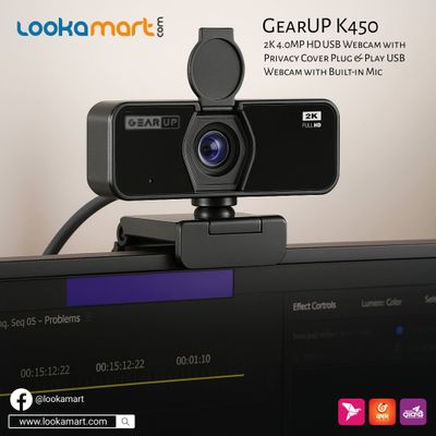 GearUP K450 Webcam- 2K 4.0MP HD USB Webcam with Privacy Cover Plug & Play USB Webcam with Built-in Mic_img_0