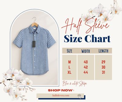H&M Half Sleeve Shirt - White Stripes on Denim Blue Color_img_2