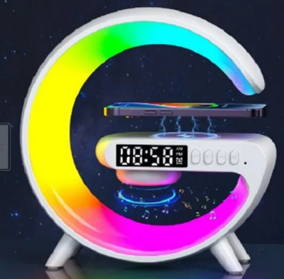G63 4 In 1 Bluetooth Speaker 10W Multifunctional Wireless Charger LED Atmosphere RGB Night Light Alarm Clock Desk Lamp Bluetooth Speaker Wireless Charging Modern Speaker_img_2