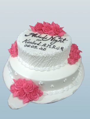 Mehendi Night White & Pink Rose Cake_img_0