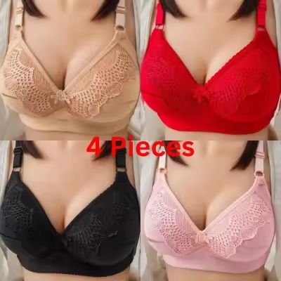 4 Pieces Standard Quality Net Bra for Women & Girls