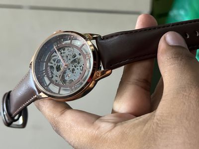 FOSSIL AUTO SKELETON BROWN BELT ROSE GOLD CASE_img_0