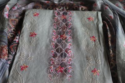 Womens Celadon Premium Embroidery Three Piece