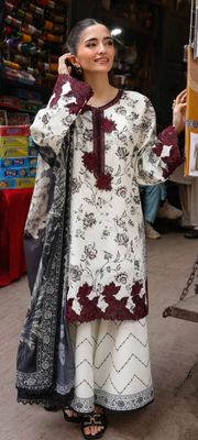 Noir Petals - Black & Maroon Digital Print Dress_img_1