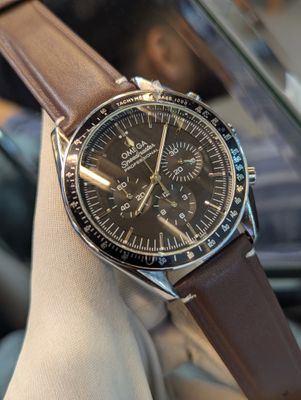 Omega Three Chrono Brown Belt Black Dial_img_0