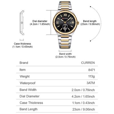 CURREN 8471 New Luxury Luminous Calendar Waterproof Men's Quartz Watches Original Casual Wrist Watch Stainless Steel Clock Reloj_img_5