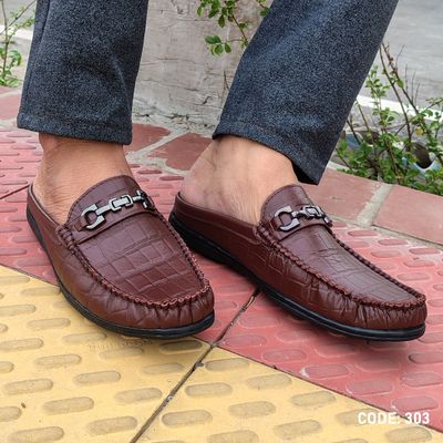 Cow Leather Crocodile Dice leather moccasin half Shoe for Men’s - 303_img_2