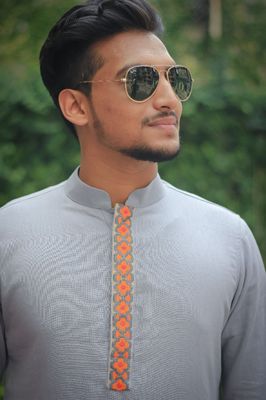 Men's Embroidery Panjabi - Ash Orange_img_1