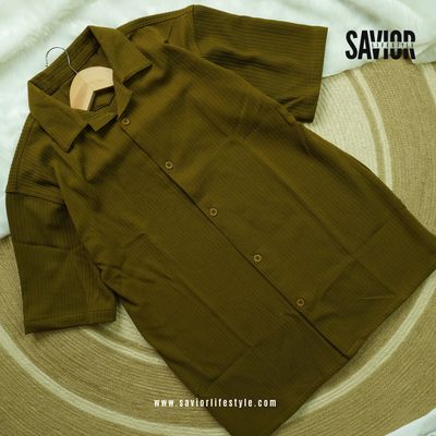 Mehndi Green - Drop Shoulder Cuban Shirt_img_1