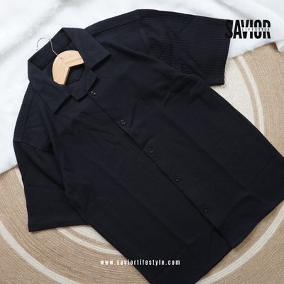 Deep Black - Drop Shoulder Cuban Shirt_img_1