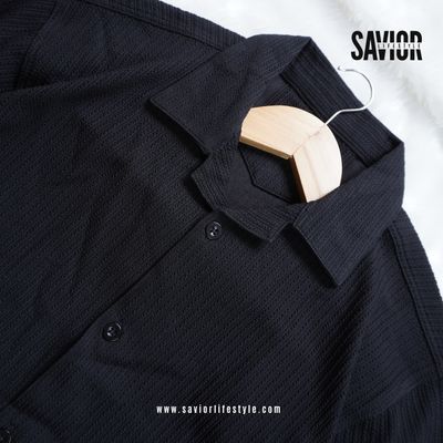 Deep Black - Drop Shoulder Cuban Shirt_img_2