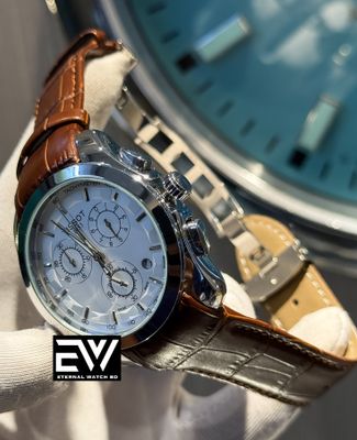 TISSOT CHONO BROWN BELT WHITE DIAL SILVER CASE_img_2