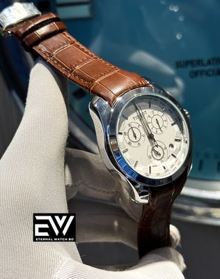 TISSOT CHONO BROWN BELT WHITE DIAL SILVER CASE_img_1