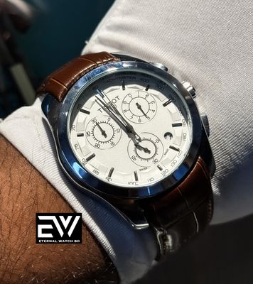 TISSOT CHONO BROWN BELT WHITE DIAL SILVER CASE_img_5