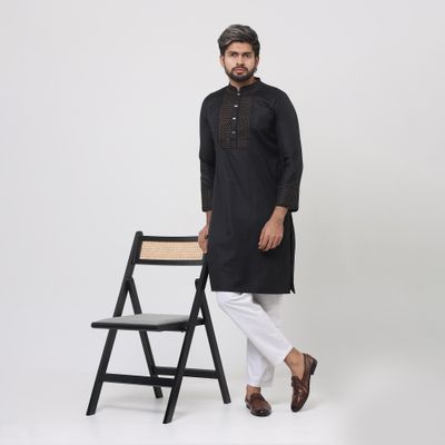 Premium Embroidery Panjabi - Black_img_1