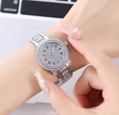 Luxury Women Watch with Diamond Elegant Quartz Steel Bracelet Watches Ladies Zircon_img_1
