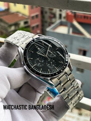 Omega Chain Chronograph Silver Body Black Dial_img_0