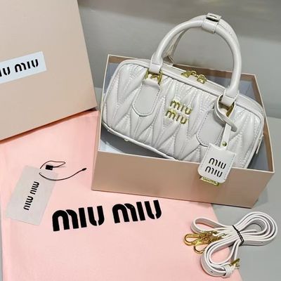 Cross-border New Miu Home BostonWomen's Bag Pleated Bowling Tren..._img_4