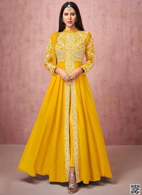 রেডিমেড জর্জেট এমব্রয়ডারি পার্টি ড্রেস_img_0