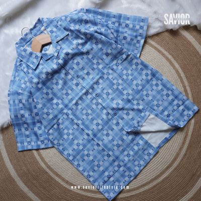 Sky Blue Print Half Sleeve Shirt – Soft & Stylish Summerwear