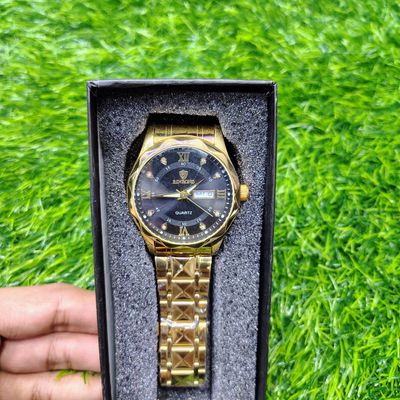 BINBOND 2521 Luxury Brand Luminous Quartz Watch For Men (golden black)_img_2
