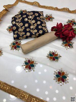 সেমী স্টিচড জর্জেট এমব্রয়ডারি থ্রী পিস_img_3