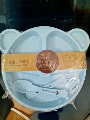 Cat Plate Set With Spoon-(Blue colour)_img_0