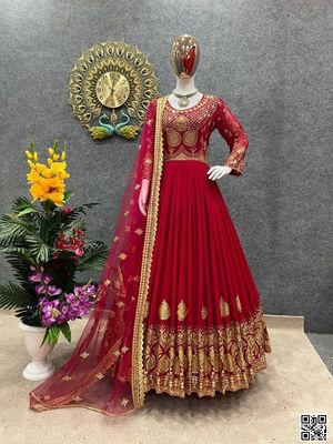 রেডিমেড জর্জেট এমব্রয়ডারি পার্টি ড্রেস_img_0