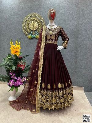রেডিমেড জর্জেট এমব্রয়ডারি পার্টি ড্রেস_img_1