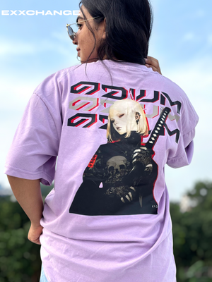 Lavender Oversized Tee// with Japanese Typography"_img_1