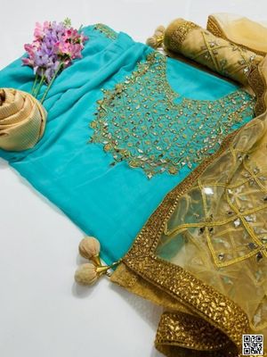 সেমী স্টিচড জর্জেট এমব্রয়ডারি থ্রী পিস_img_1