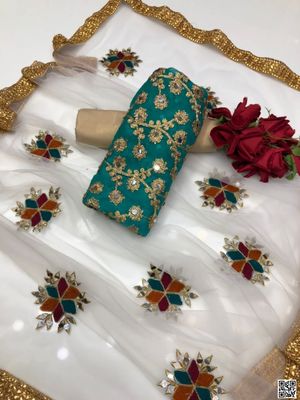 সেমী স্টিচড জর্জেট এমব্রয়ডারি থ্রী পিস_img_1
