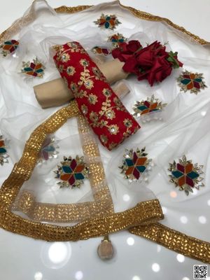 সেমী স্টিচড জর্জেট এমব্রয়ডারি থ্রী পিস_img_4