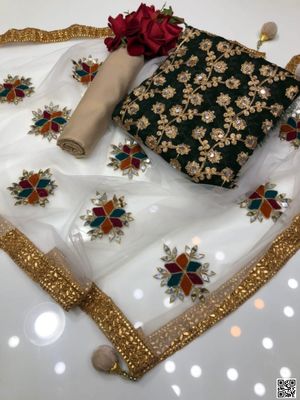 সেমী স্টিচড জর্জেট এমব্রয়ডারি থ্রী পিস_img_5