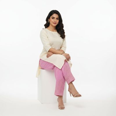 Premium Light Pink Salowar Pant | Shating Cotton Linen Fabric | Soft & Stylish_img_1